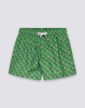 REPREVE® SHORT SWIMSUIT WITH ELASTIC WAIST AND FRUIT FIESTA PRINT