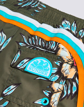 COSTUME DA BAGNO BAMBINO CORTO VITA ELASTICATA REPREVE® CON STAMPA GRAPHIC FLOWER