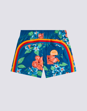 REPREVE® SHORT SWIMSUIT WITH ELASTIC WAIST AND ISLAND BLISS PRINT