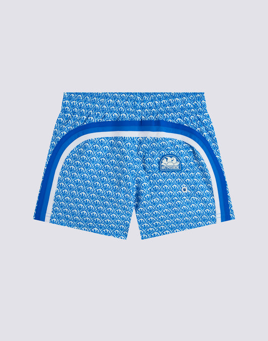 MAILLOT DE BAIN COURT À TAILLE ÉLASTIQUE REPREVE® AVEC IMPRIMÉ MAJOLICA SUNSET