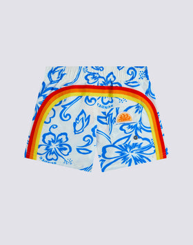 MAILLOT DE BAIN COURT POUR ENFANT AVEC TAILLE ÉLASTIQUE IMPRIMÉ ARCHIVE HIBISCUS SK23