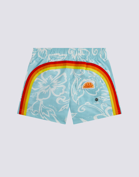 BOYS' SHORT SWIMSUIT WITH ELASTICATED WAIST ARCHIVE HIBISCUS PRINT SK23