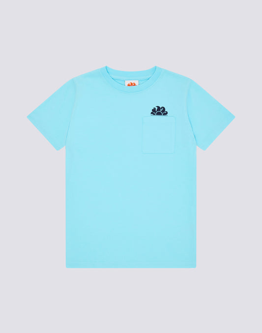 T-SHIRT ENFANT À MANCHES COURTES AVEC POCHE ET LOGO SUR LE DEVANT