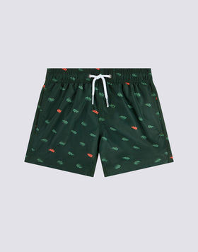 MAILLOT DE BAIN COURT À TAILLE ÉLASTIQUE ET IMPRIMÉ MONOGRAMME EN POLYESTER RECYCLÉ