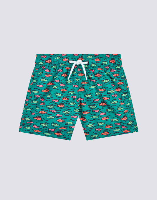 COSTUME DA BAGNO CORTO VITA ELASTICATA STAMPA FISHBALL IN POLY RICICLATO