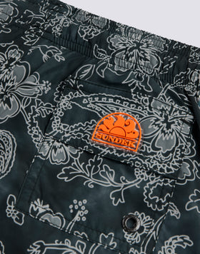 SHORT SWIMSHORTS WITH ELASTICATED WAIST AND HIBI PAISLEY PRINT IN RECYCLED POLYESTER