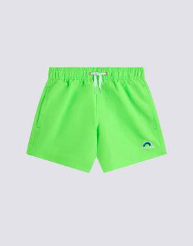 ICONIC TAFFETA ELASTICATED WAIST SHORT SWIMSHORTS WITH RAINBOW EMBROIDERY