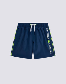 MAILLOT DE BAIN LONG POUR ENFANT EN POLYESTER RECYCLÉ REPREVE® AVEC INSCRIPTION SUR LE CÔTÉ