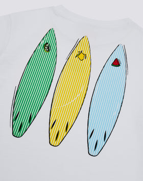 T-SHIRT BAMBINO A MANICA CORTA STAMPA JUICY STRIPES SURFBOARD