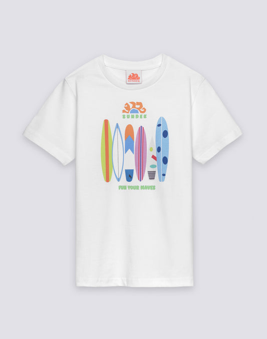 CAMISETA DE MANGA CORTA PARA NIÑO CON ESTAMPADO RAINBOW SURFBOARD
