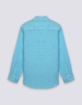CAMICIA IN LINO DA BAMBINO A MANICA LUNGA CON COLLETTO ALLA COREANA