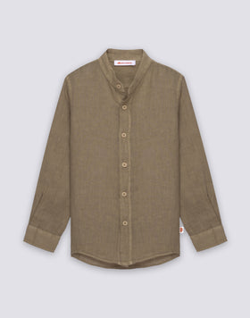 CAMICIA IN LINO DA BAMBINO A MANICA LUNGA CON COLLETTO ALLA COREANA