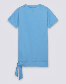 MINIVESTIDO DE NIÑA LISO CON LAZO