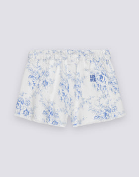 SHORT POUR FILLE À COUPES BRUTES EN COTON BULL IMPRIMÉ ROSE DE JOIE