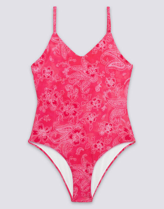 HIBI PAISLEY PATTERN GIRLS' ONE-PIECE SWIMSUIT
