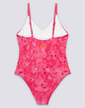 HIBI PAISLEY PATTERN GIRLS' ONE-PIECE SWIMSUIT