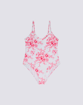 BAÑADOR DE UNA PIEZA PARA NIÑA CON ESTAMPADO ROSE DE JOIE