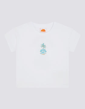 COMFORT GIRLS' T-SHIRT WITH GOOD VIBES ONLY PRINT ON THE BACK