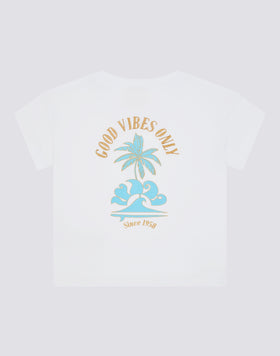 COMFORT GIRLS' T-SHIRT WITH GOOD VIBES ONLY PRINT ON THE BACK