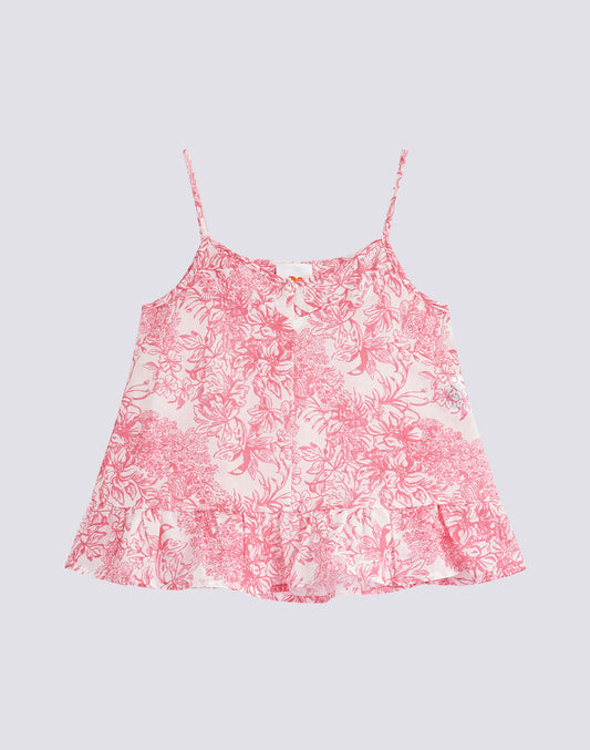 TOP À LACETS IMPRIMÉ FLEUR DE JOIE