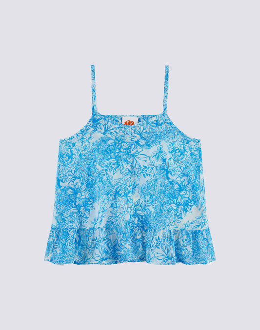 TOP À LACETS IMPRIMÉ FLEUR DE JOIE