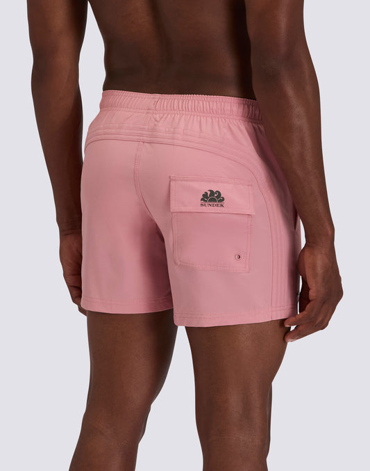 GOLDENWAVE MEN'S SHORT SWIMSUIT WITH ELASTIC WAIST, SOLID COLOR, 4WAY STRETCH