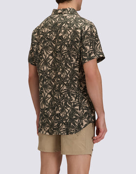 MEN'S PRINTED SHORT-SLEEVED LINEN SHIRT