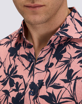 CHEMISE EN LIN À MANCHES COURTES IMPRIMÉE POUR HOMME