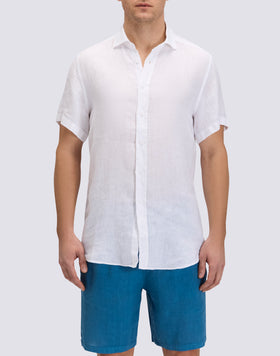 CAMISA DE LINO DE MANGA CORTA PARA HOMBRE