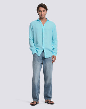 CHEMISE EN LIN TEINTE EN PIÈCE POUR HOMME