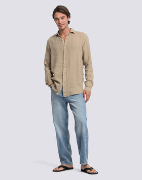 CHEMISE EN LIN TEINTE EN PIÈCE POUR HOMME