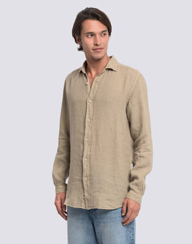 CHEMISE EN LIN TEINTE EN PIÈCE POUR HOMME
