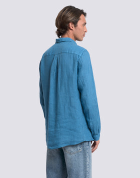 CAMISA DE LINO TEÑIDA EN PIEZA PARA HOMBRE