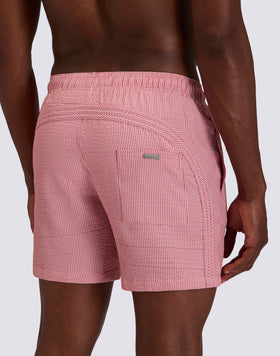 GOLDENWAVE MEN'S MID-LENGTH ELASTIC WAIST SWIMSUIT IN YARN-DYED STRIPED