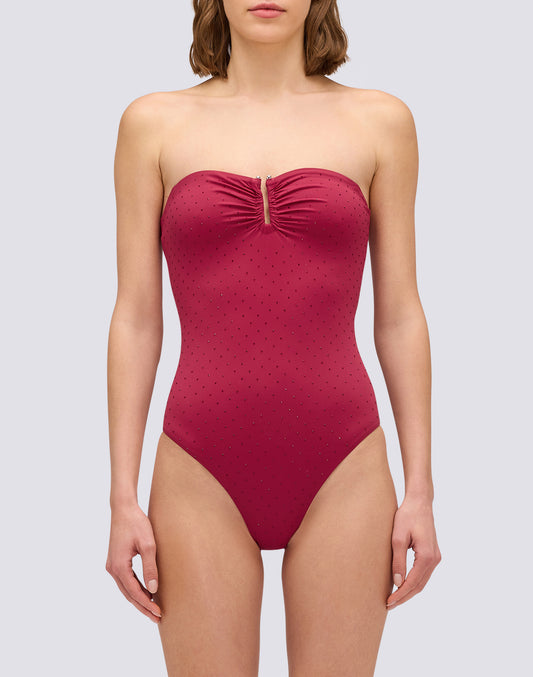 MAILLOT DE BAIN ENTIER POUR FEMME AVEC STRASS ET DOS COUVERT