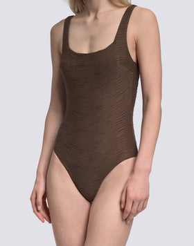 BAÑADOR DE UNA PIEZA PARA MUJER CON EFECTO WAVE EN JACQUARD