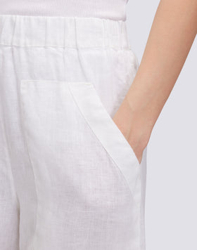 SHORT EN LIN À TAILLE ÉLASTIQUE