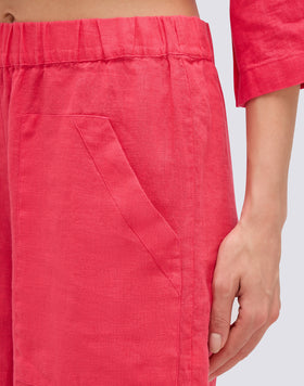 PANTALÓN CORTO DE LINO CON CINTURA ELÁSTICA