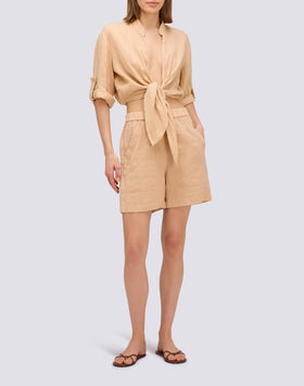 CROPPED LINEN SHIRT