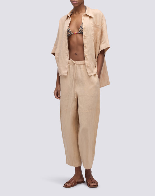 CHEMISE EN LIN TEINT DANS LA MASSE