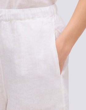 PANTALON LONG EN LIN AVEC CEINTURE ÉLASTIQUE RÉGLABLE