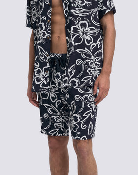 PANTALÓN CORTO ESTAMPADO DE VISCOSA POPELÍN
