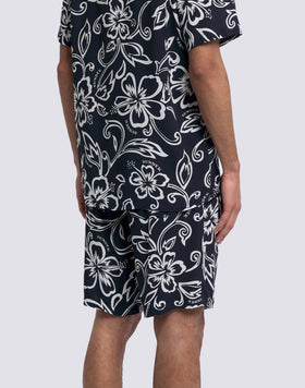 PANTALÓN CORTO ESTAMPADO DE VISCOSA POPELÍN