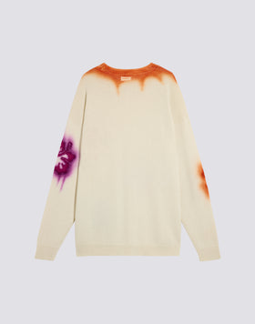 PULL COL ROND UNISEX AVEC INTARSIA FLEURI
