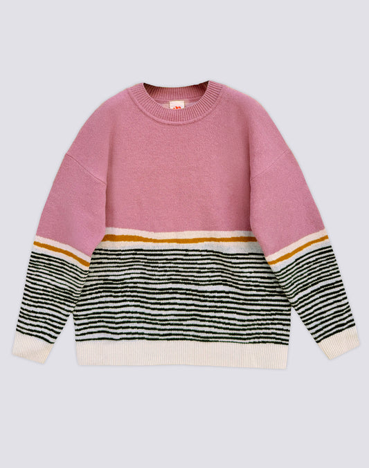 UNISEX CREW NECK JACQUARD SWEATER WITH ABSTRACT PATTERN
