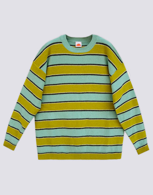 UNISEX CREW NECK SWEATER WITH MULTI-STRIPE PATTERN