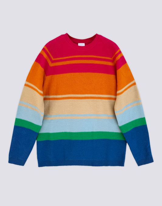 JERSEY DE CUELLO REDONDO CON RAYAS MULTICOLORES UNISEX