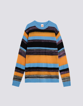 PULL COL ROND UNISEX À MOTIF MULTI-RAYURES
