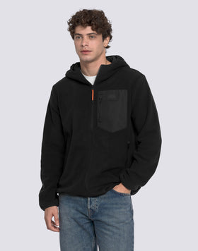 CHAQUETA HOMBRE EN POLAR CON CREMALLERA COMPLETA Y CAPUCHA