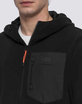 CHAQUETA HOMBRE EN POLAR CON CREMALLERA COMPLETA Y CAPUCHA
